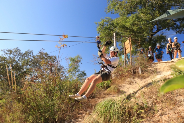  Descent along the zip line 