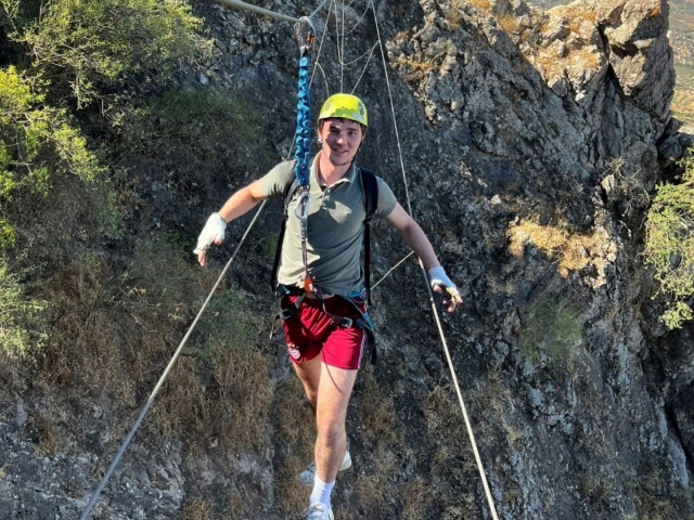  Sliding down the suspension bridge 