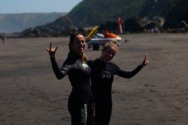  Surfer girls having a great time 