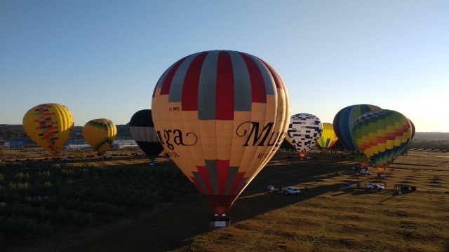 Globos aerostáticos en tierra