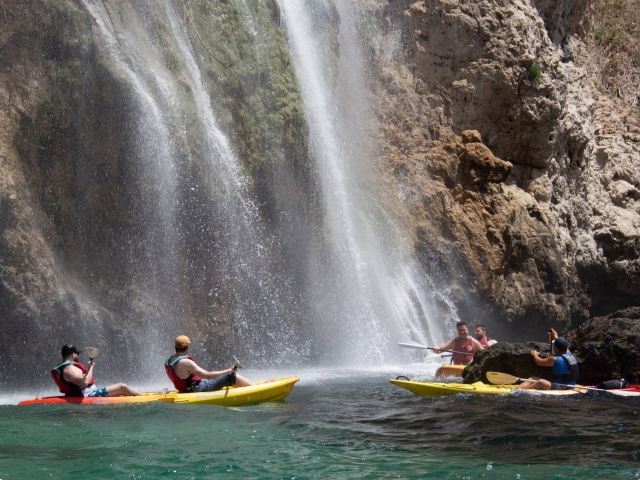 Group of kayaks sailing 