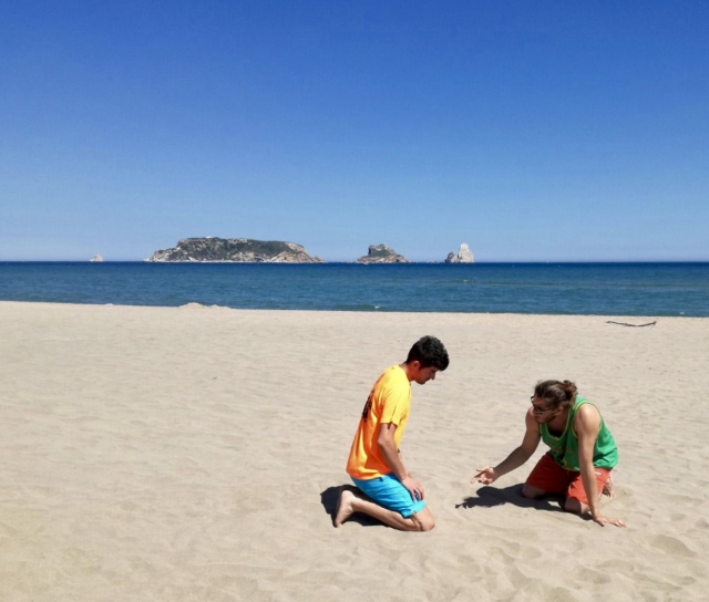  In the sand