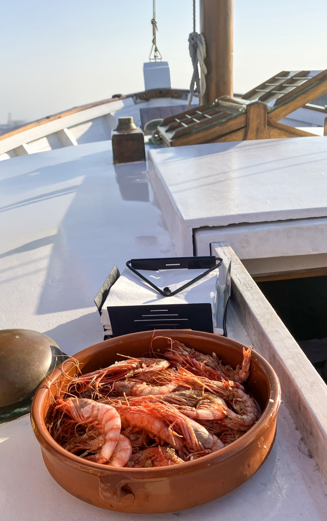 Degustación de camarones a bordo