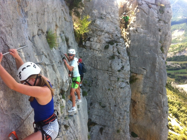 Tramo horizontal en la ferrata