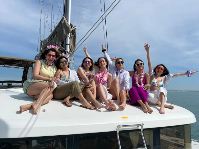 Groupe d'amis sur notre bateau 