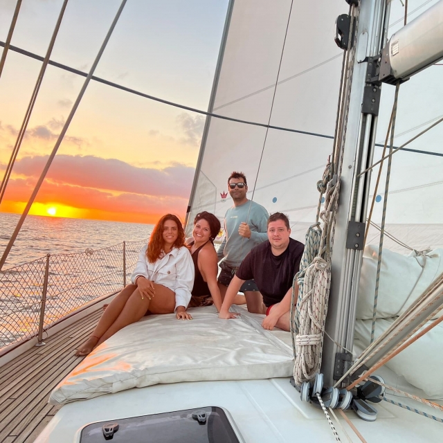  Coucher de soleil depuis le bateau à Cadix 