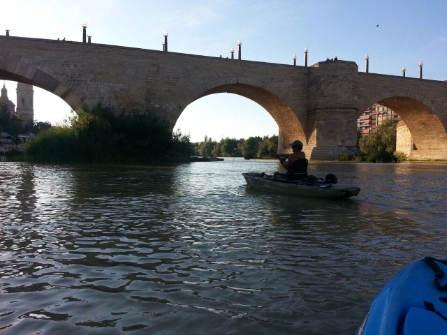  Kayaking towards the bridge