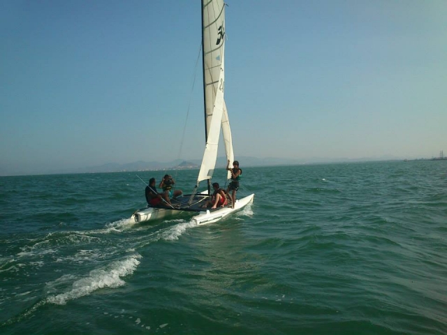 Sailing on a catamaran 