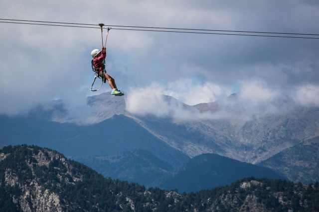  Zipline with mountains in the background 