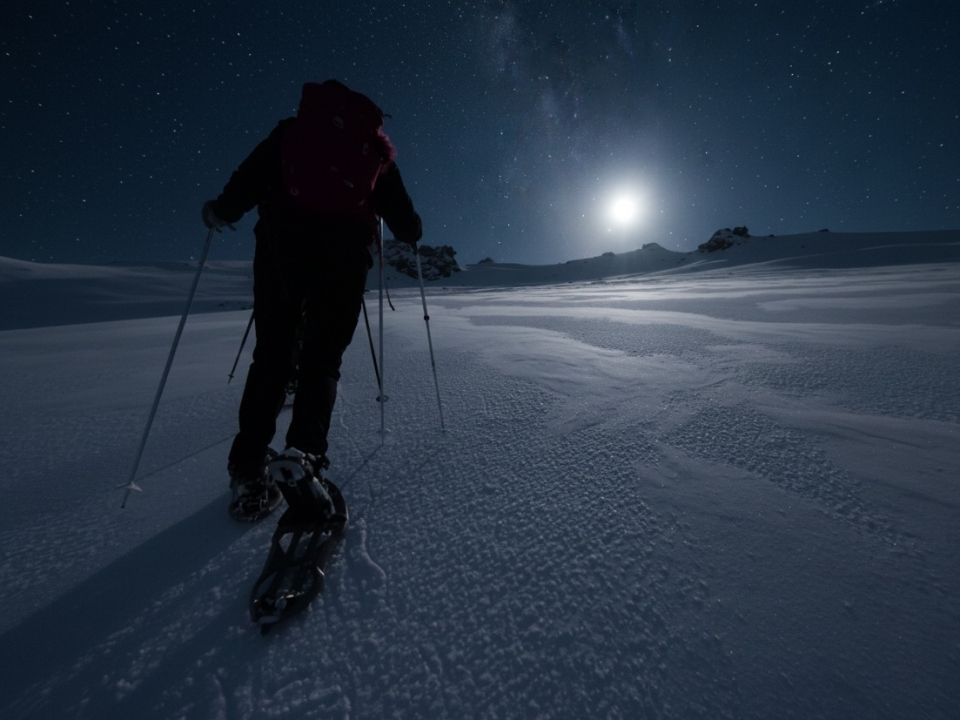 Ruta con raquetas por la noche