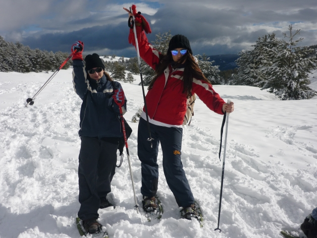 Caminhando com raquetes de neve em Penalara 