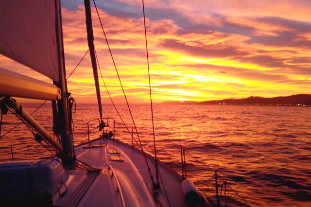 Sunset on the coast of Barcelona 