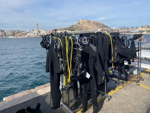 Equipo de buceo preparado