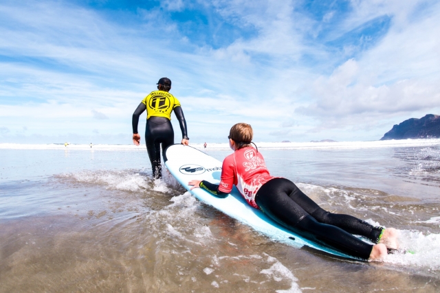 Surfing on Famara Beach 