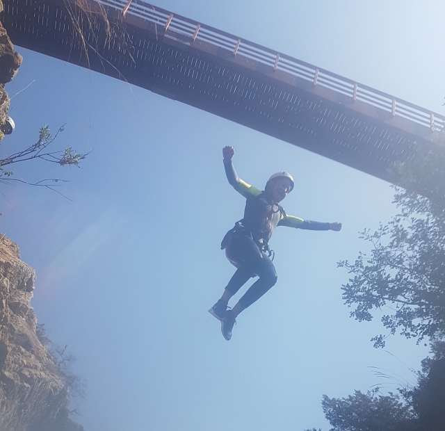 Practicing canyoning in Guadalmina 