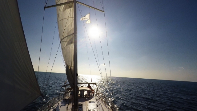  Sailboat along the coast of Barcelona