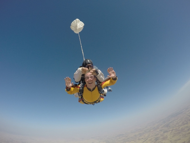 Jumping looking at the sky
