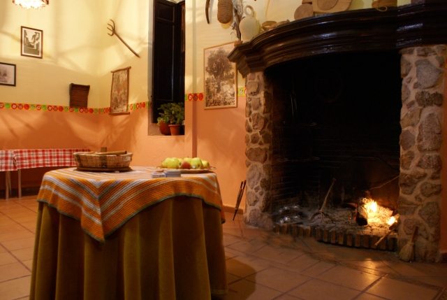 Chimenea con salón