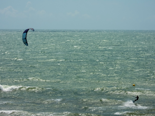  Practicing kitesurfing on Les Botigues beach 