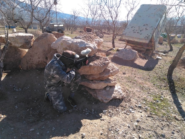  Shooting behind the rocks 