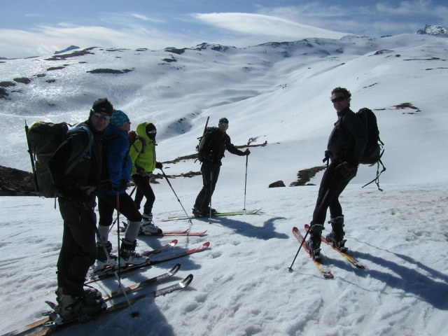  enjoying cross-country skiing in Sierra Nevada 