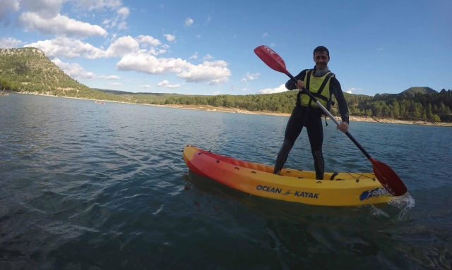  Standing in the canoe 