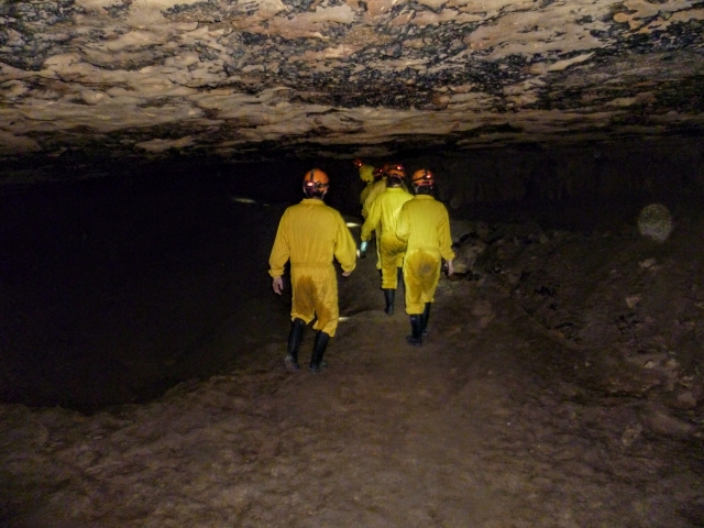  walking through the cave 