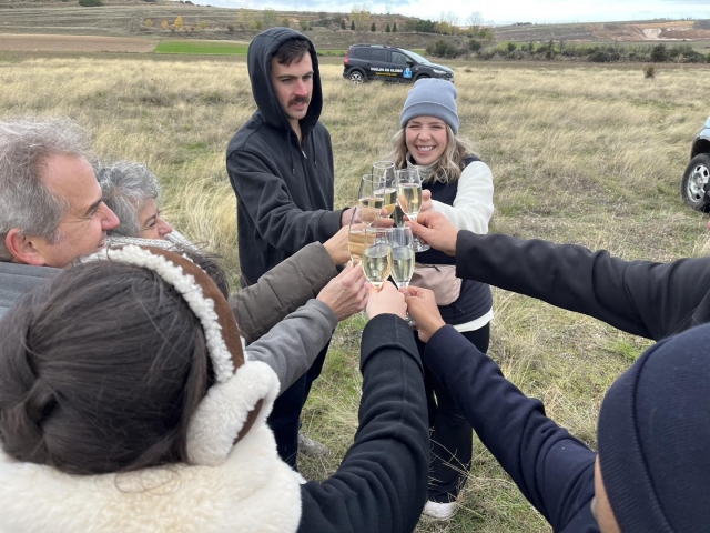 Brindis tras el vuelo