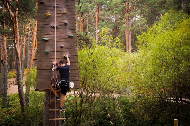  Climbing the climbing wall 