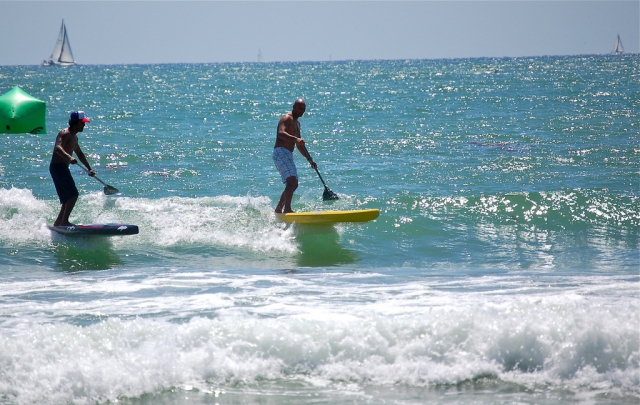  Practicing paddle surfing 
