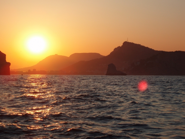 Puesta de sol desde barco