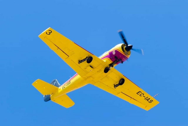  Small plane during the flight 