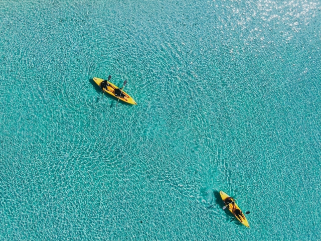 Kayaks en aguas cristalinas