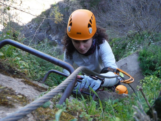  Climbing on the via ferrata 