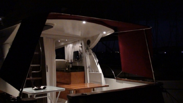  Interior of the boat at night 