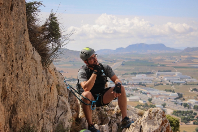  Stop to enjoy the views during the Villena via ferrata route 