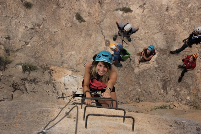 Ascent through the staples of the via ferrata 