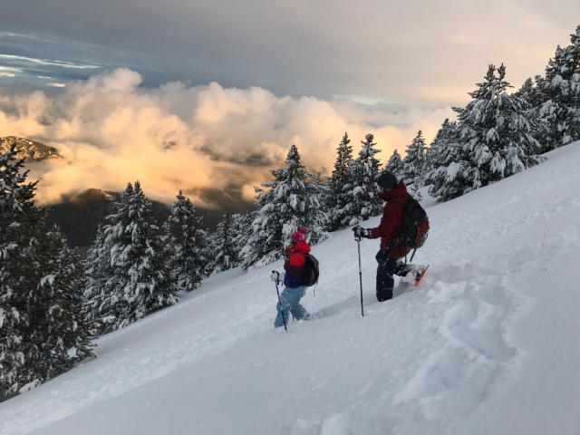  Snowy mountain of Lleida with snowshoes