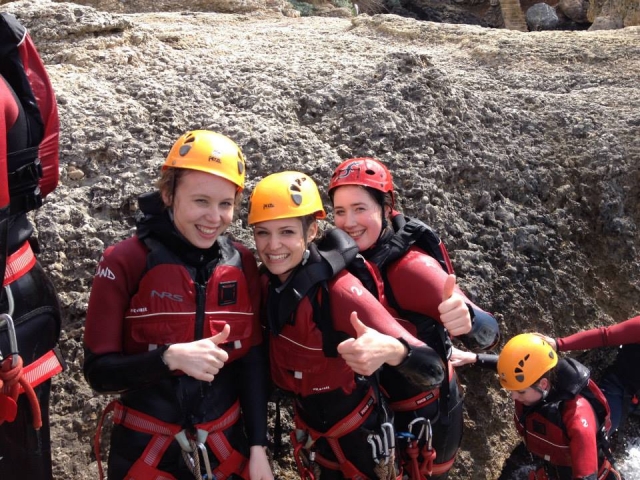  Friends Group During the Coasteering Experience 