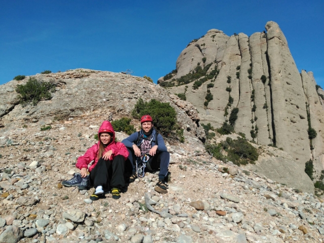 On the rock wall 