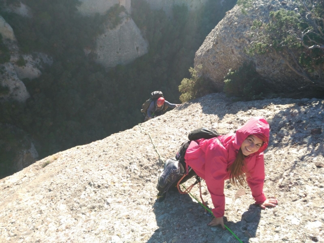  Climbing before paragliding 