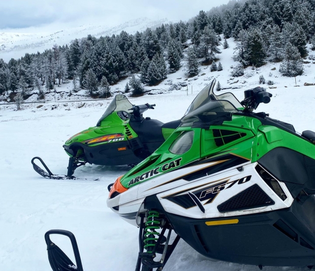 Snowmobiles ready for the excursion 