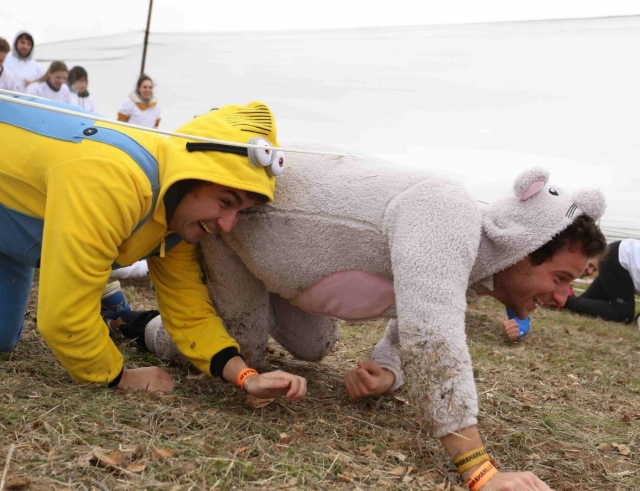 Crawling around in costumes 