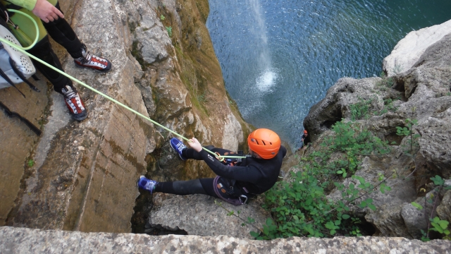 Climbing in La Bolera ravine 