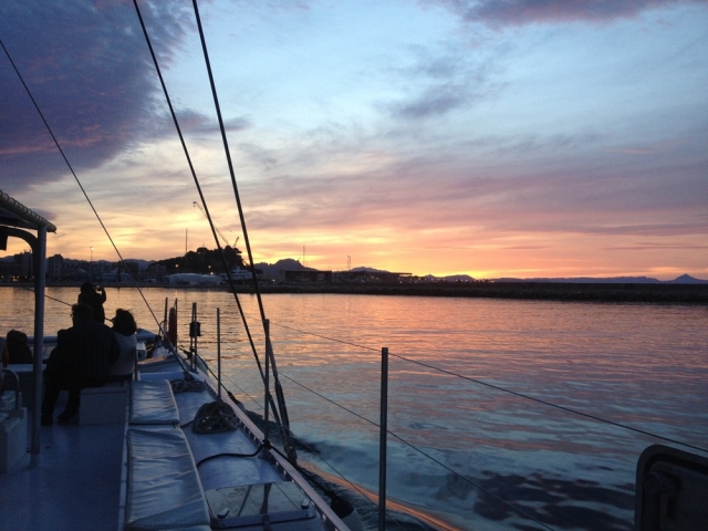  Sunset on board the catamaran 