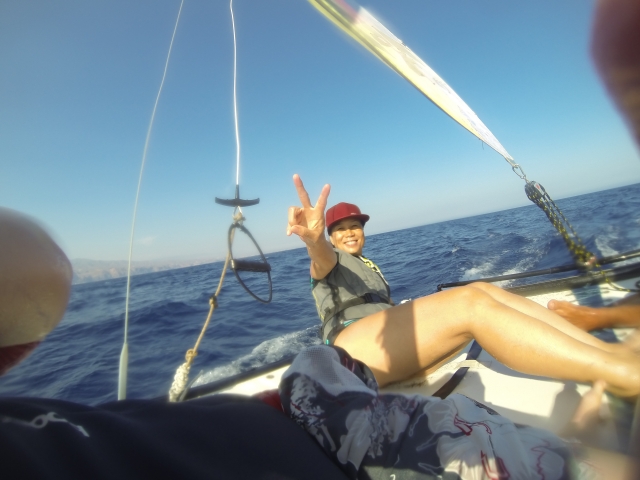 Disfrutando del catamaran