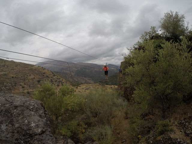 Reaching the end of the suspension bridge in Gaucin