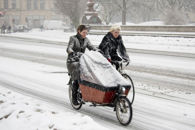  bicicleta eCargo no inverno