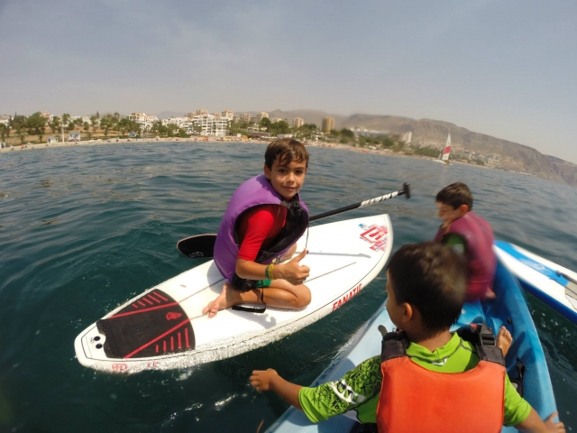  The little ones on the paddle boards 