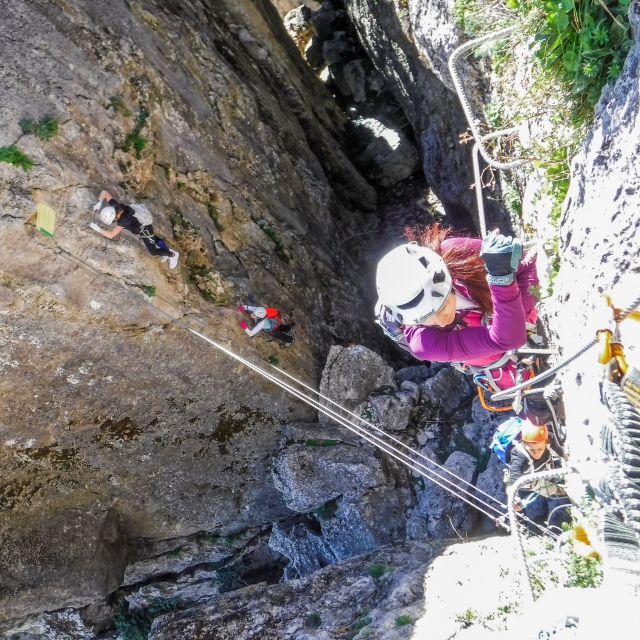 Acabando la segunda ferrata en el Valle de Genal